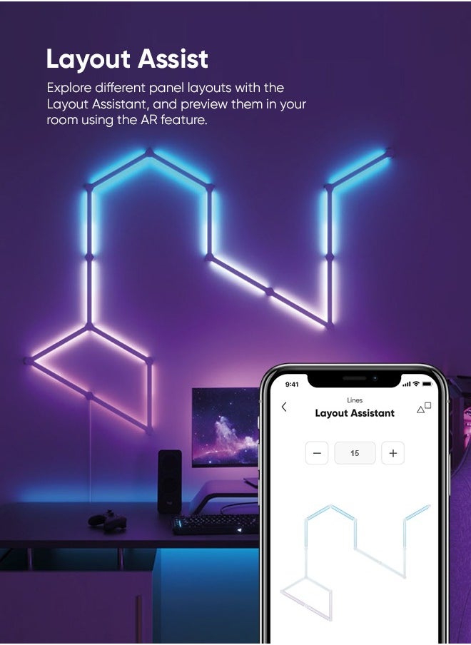 Nanoleaf - Lines Squared Starter Kit - 4 Pack - Smart WiFi LED Light System w/ Music Visualizer, Instant Wall Decoration, Home or Office Use, 16M+ Colors, Low Energy Consumption | Gaming Lights - Image 1