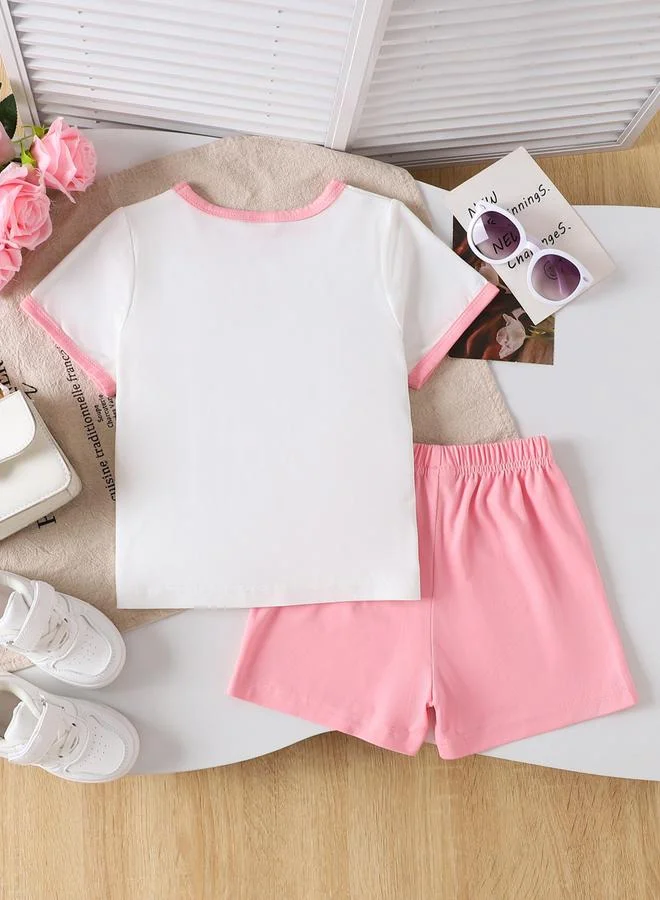 Take Two Girls Graphic Print Short Sleeve Top and Shorts Set