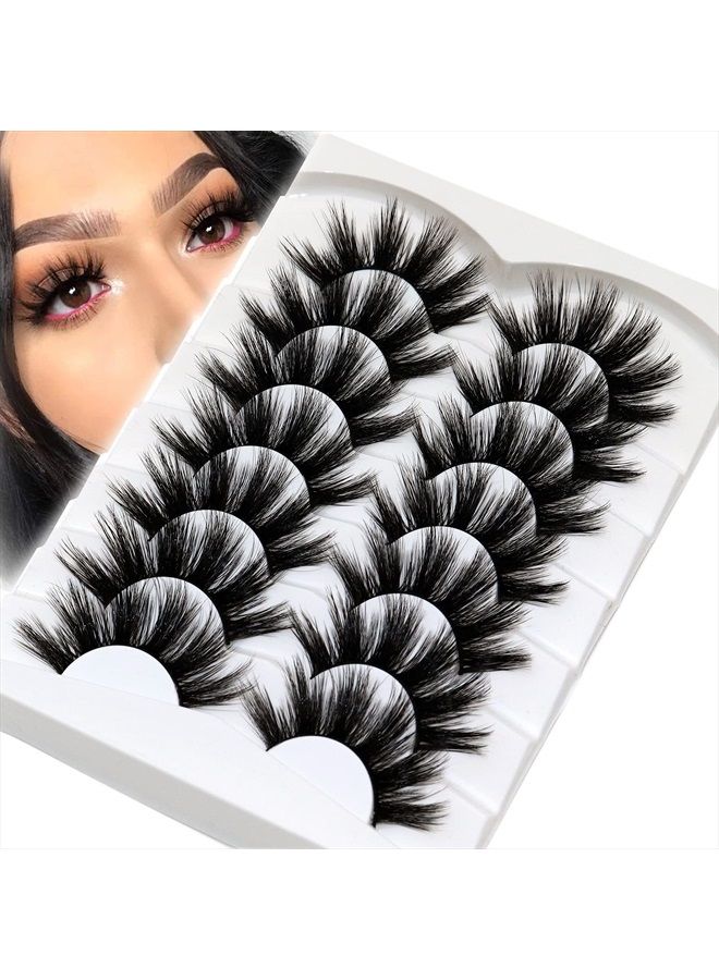Veleasha Lashes Pack 7 Pairs Fluffy Faux Mink Eyelashes 20MM Soft Handmade False Eye Lashes for Dramatic Makeup - Image 1