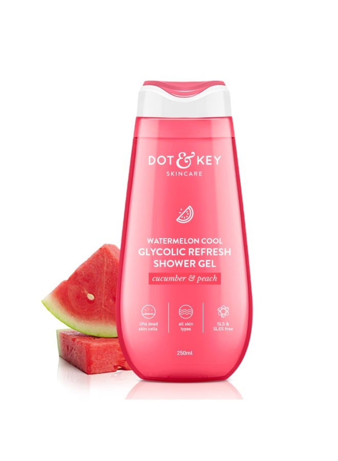 Dot & Key Watermelon + Glycolic Fresh & Cool Shower Gel For Glowing Skin | For All Skin Types | Hydrates Skin & Gently Exfoliates | Non Drying | 250 ml - Image 1