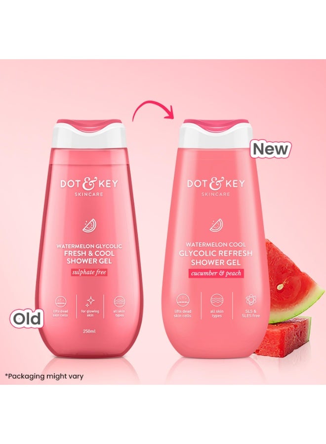 Dot & Key Watermelon + Glycolic Fresh & Cool Shower Gel For Glowing Skin | For All Skin Types | Hydrates Skin & Gently Exfoliates | Non Drying | 250 ml - Image 2