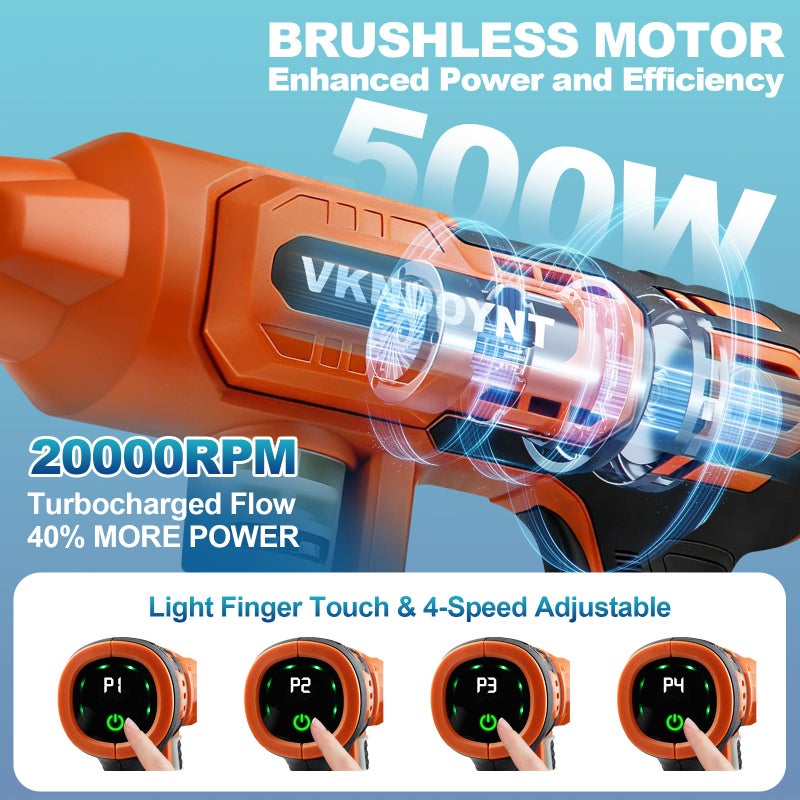 Vkndoynt Cordless Pressure Washer with Faucet & Garden Hose Connector, 2 X 5.0AH Batteries, 2000PSI MAX Portable Pressure Washer with Brushless Motor, 4 Speed Adjustment LCD Touch Screen, 6-in-1 Nozzle - Image 3