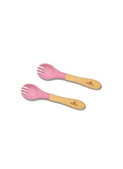 Avanchy Avanchy Baby Fork Set, Bamboo and Silicone Spork Utensils, Toddler Baby Led Weaning Silverware Cutlery Flatware, Kids First Self Feeding  - Image 1