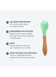 Avanchy Avanchy Baby Fork Set, Bamboo and Silicone Spork Utensils, Toddler Baby Led Weaning Silverware Cutlery Flatware, Kids First Self Feeding  - Image 4