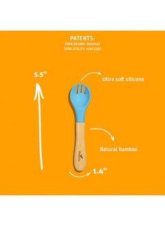 Avanchy Avanchy Baby Fork Set, Bamboo and Silicone Spork Utensils, Toddler Baby Led Weaning Silverware Cutlery Flatware, Kids First Self Feeding  - Image 2