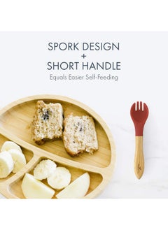 Avanchy Avanchy Baby Fork Set, Bamboo and Silicone Spork Utensils, Toddler Baby Led Weaning Silverware Cutlery Flatware, Kids First Self Feeding  - Image 5
