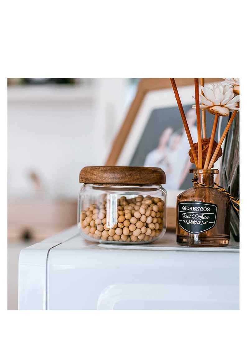Excefore Glass Coffee Containers, Kitchen Serving Food Storage Canister with Sealed Wooden Lid, Glass Food Storage Containers, for Coffee, Spice, Overnight Oats, Cereal, Rice, Candy - Image 2