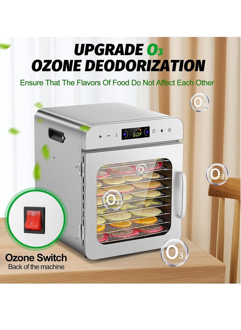 ET-LIFE - Food Dehydrator, 10 Stainless Steel Trays Dehydrators for Food and Jerky, Herbs, Fruit, Dehydrator Machine with Digital Timer and Temperature Control, Ozone Deodorization, Recipe Book Included - Image 1