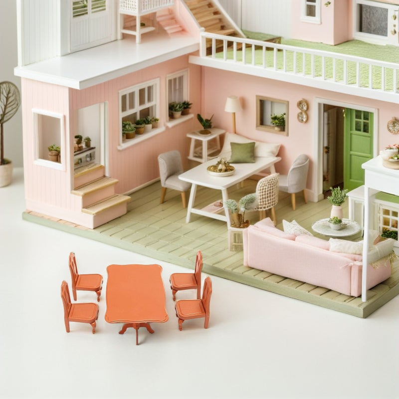 5pcs Doll Furniture Miniature Furniture Ornaments Mini Table Chairs Set Mini House Accessories - Image 3