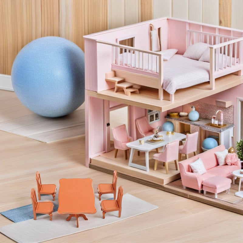 5pcs Doll Furniture Miniature Furniture Ornaments Mini Table Chairs Set Mini House Accessories - Image 2