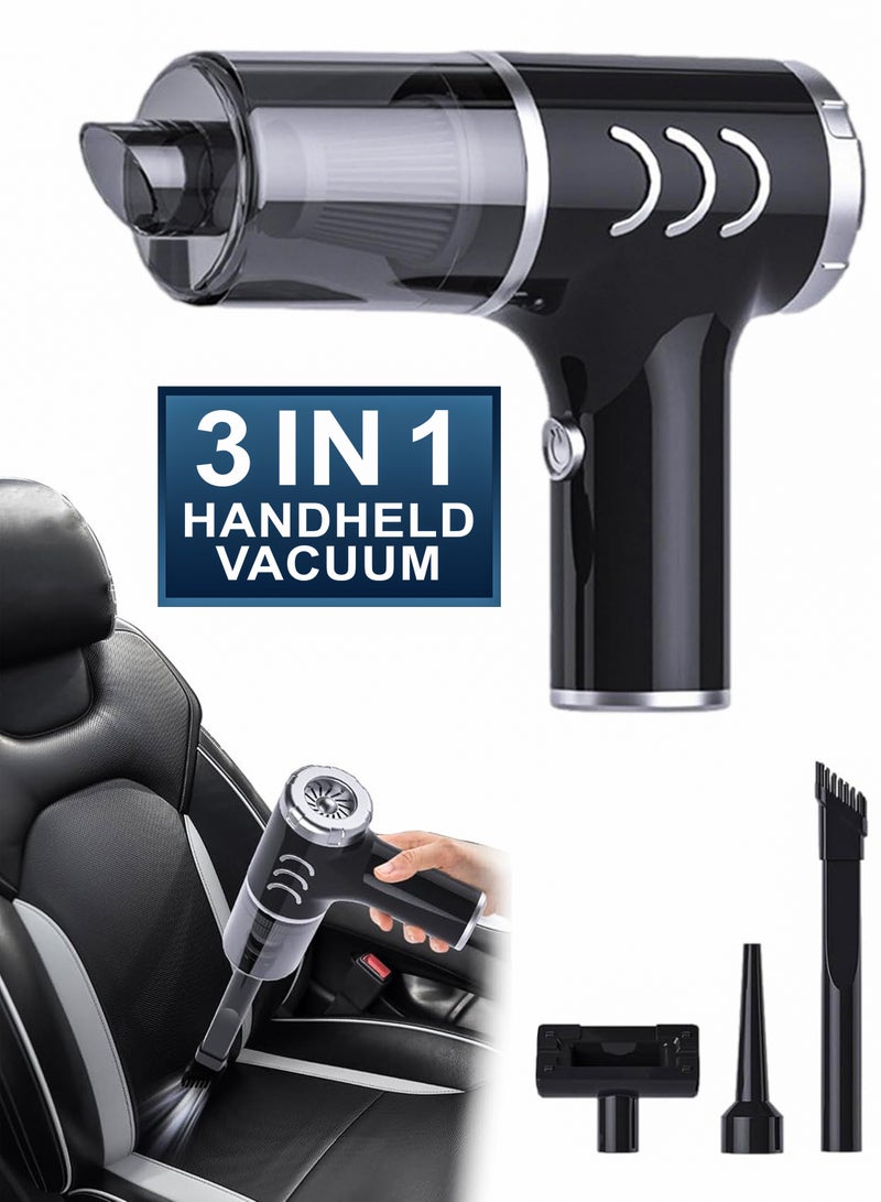 Generic Portable 3 in 1 Cordless Handheld Vacuum Cleaner Powerful Car Vacuum Cleaner 8000PA Powerful Strong Suction with 3 Attachments Wet Dry Use for Home, Car, Laptop, Computer and Electronics Compact & Lightweight with Air Blower Function, USB Rechargeable, 2000mAh Battery  - Image 1