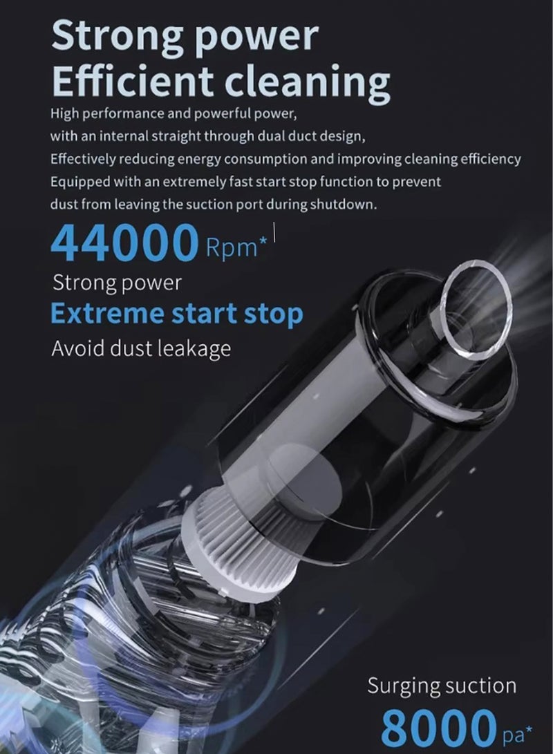 Generic Portable 3 in 1 Cordless Handheld Vacuum Cleaner Powerful Car Vacuum Cleaner 8000PA Powerful Strong Suction with 3 Attachments Wet Dry Use for Home, Car, Laptop, Computer and Electronics Compact & Lightweight with Air Blower Function, USB Rechargeable, 2000mAh Battery  - Image 2