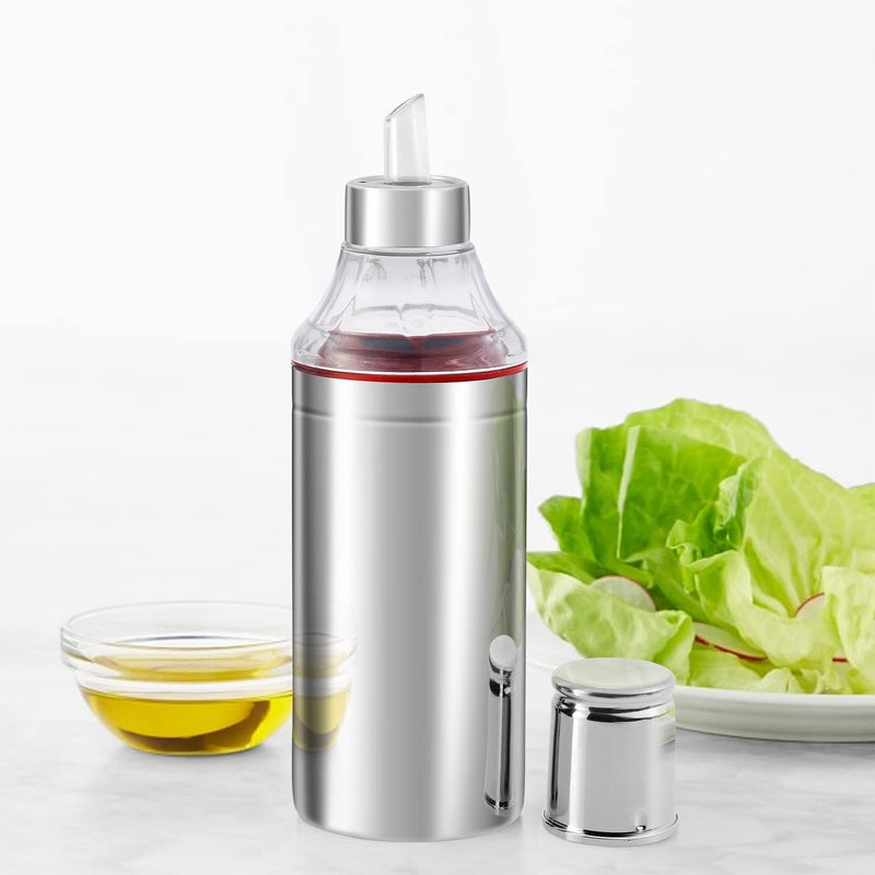 Kraft Stainless Steel Oil Dispenser Bottle with Cap and Nozzle - 750 ml | Easy Flow, Spill Proof, Air Tight | Food Grade Oil Pourer, Container - Silver - Image 4