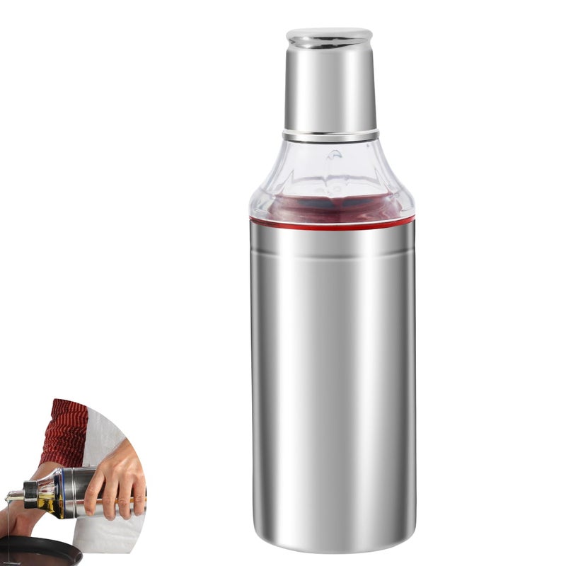 Kraft Stainless Steel Oil Dispenser Bottle with Cap and Nozzle - 750 ml | Easy Flow, Spill Proof, Air Tight | Food Grade Oil Pourer, Container - Silver - Image 1