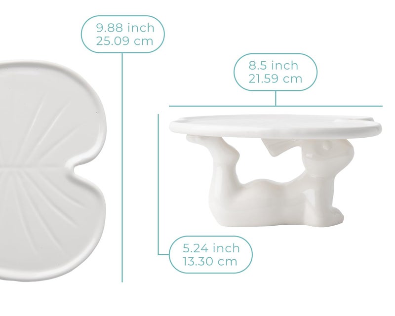Comfify Ceramic Bunny Dessert Stand â€“ White Rabbit Figurine â€“ 7.75" x 8.25" Serving Plate for Cakes, Candies, or Cupcakes - Image 3