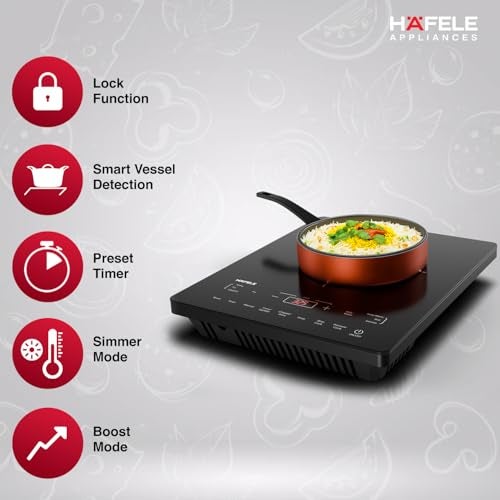 Hafele Magnechef Induction Cooktop |2100W High Power | Ceramic Glass Plate | Auto Cook Menus | Intuitive Touch Control | 2 Year Warranty | Black - Image 5