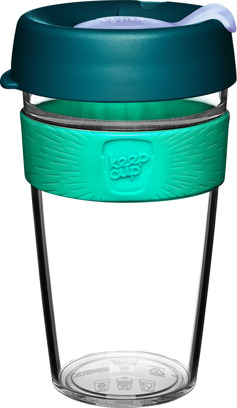 KeepCup Original Lightweight Plastic Reusable Coffee Cup with Splashproof Sipper Lid  Large 16oz454ml  Eventide