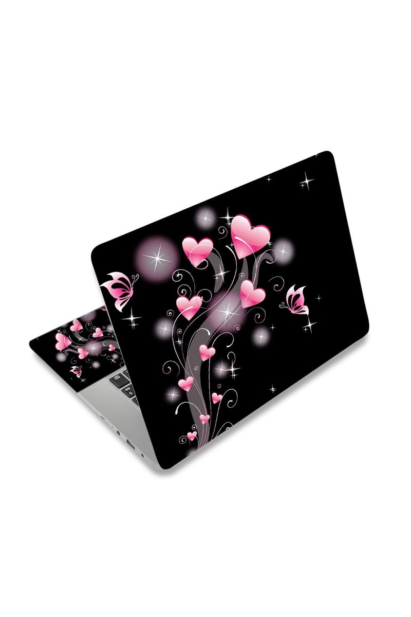 Newplenty Laptop Skin Sticker, 13.3 14 15 15.4 15.6 inch Laptop Skins, Universal Vinyl Decal, Dustproof Scratch Resistant Reusable Cover Protector with Free 2 Wrist Pads (Pink Love) - Image 1