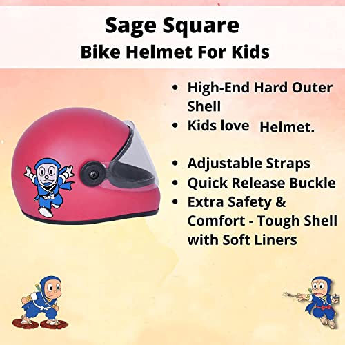 Sage Square Adjustable Cartoon Full Face Helmet for Kids Baby Safety and Comfort (3-12 Years) (Pink Matte) (Non-Motorized) - Image 5