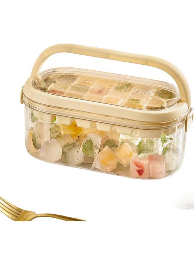 All-round Ice Cube Tray With Handle, Ice Maker Mold, Ice Ball Box, Ice Cube Tray, Refrigerator Ice Maker, 54 Compartments, 2 Layers, Beige - Image 3