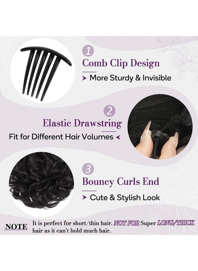 بارسدار وصلات ذيل الحصان برباط - وصلات ذيل حصان قصيرة ومموجة باللون الأسود والبني بطول 10 بوصات للنساء - وصلات شعر ذيل حصان صناعية بمشط ومشبك وذيل حصان مزيف للاستخدام اليومي - أسود وبني - Image 3