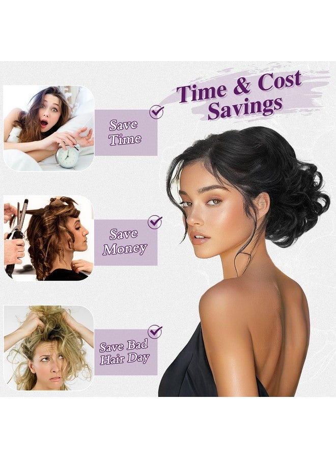 بارسدار وصلات ذيل الحصان برباط - وصلات ذيل حصان قصيرة ومموجة باللون الأسود والبني بطول 10 بوصات للنساء - وصلات شعر ذيل حصان صناعية بمشط ومشبك وذيل حصان مزيف للاستخدام اليومي - أسود وبني - Image 4