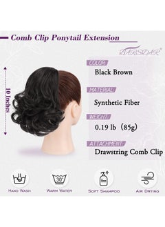 Drawstring Ponytail Extension - 10 Inch Short Wavy Black Brown Ponytail Extensions For Women - Synthetic Comb Clip In Ponytail Hairpieces Fake Pony Tails Daily - Black Brown - pzsku/ZD8935085610E4E441C20Z/45/_/1733729988/e7aa13e5-f5b5-414e-8389-486a3509d644