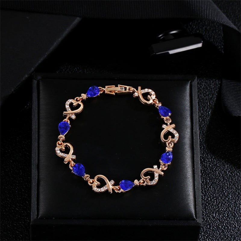 Romantic Bracelet 20cm Copper - Stylish Black Zirconia Drop Stones Heart Pendant for Party Holiday Daily Wear - Image 5