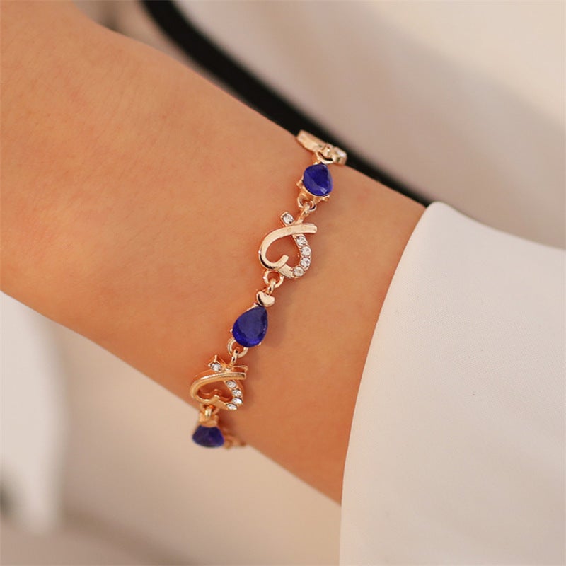 Romantic Bracelet 20cm Copper - Stylish Black Zirconia Drop Stones Heart Pendant for Party Holiday Daily Wear - Image 2