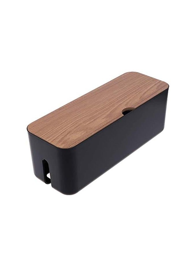 PROMASS Large Cable Management Box – Wooden Style Cord Organizer Box and Cover for TV Wires, Computer, RouterPromass USB Hub and Under Desk Power Strip – Safe ABS Material and Baby-Pets Proof Lock (Black) - Image 2