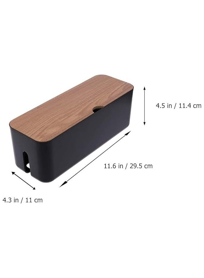 PROMASS Large Cable Management Box – Wooden Style Cord Organizer Box and Cover for TV Wires, Computer, RouterPromass USB Hub and Under Desk Power Strip – Safe ABS Material and Baby-Pets Proof Lock (Black) - Image 3