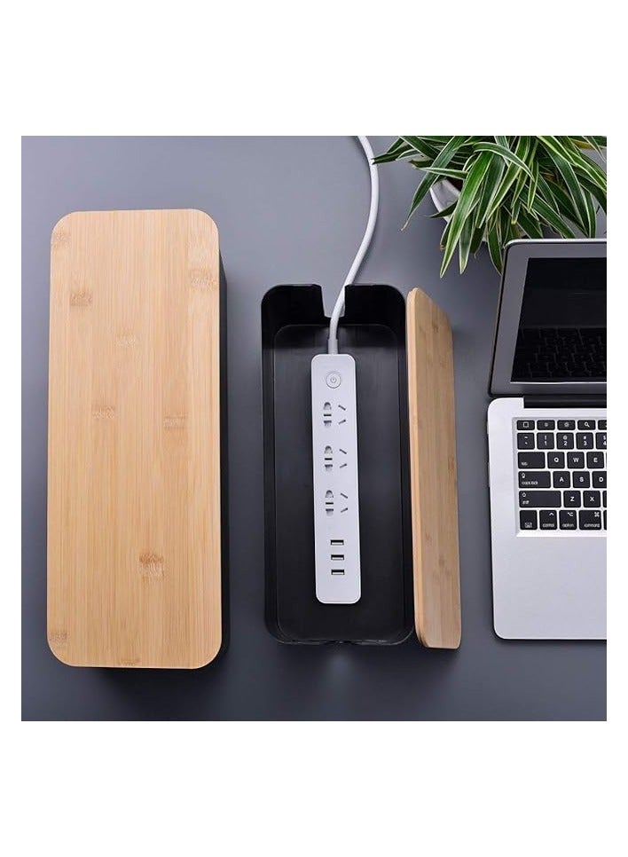 PROMASS Large Cable Management Box – Wooden Style Cord Organizer Box and Cover for TV Wires, Computer, RouterPromass USB Hub and Under Desk Power Strip – Safe ABS Material and Baby-Pets Proof Lock (Black) - Image 4