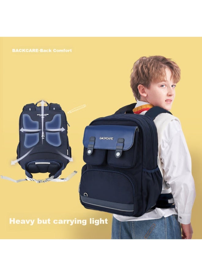 Back Care Spine-protecting Backpack For Elementary School Boys, Large Capacity For Grades 4-6, Simple And Lightweight B24-159b - Image 1