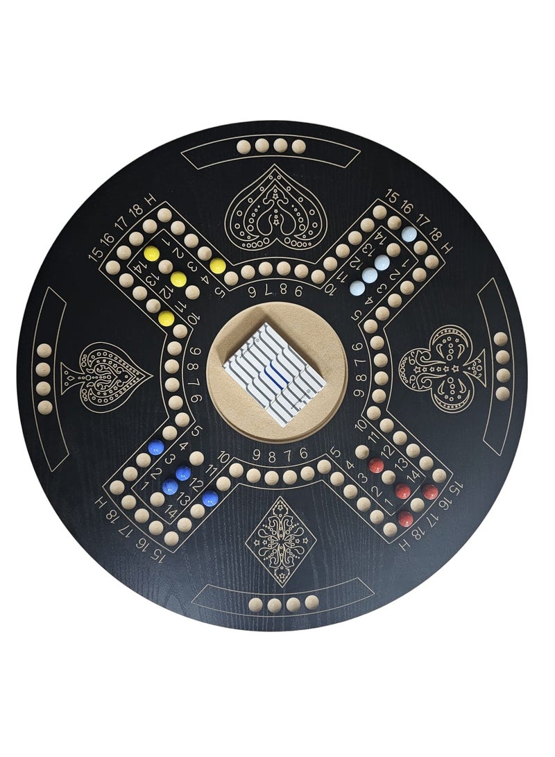 جاكارو جوكر لعبة جاكاروا اللوحية ذات الجانبين لـ 4 و 6 لاعبين مع كرات زجاجية وبطاقات لعب وحقيبة. - Image 1