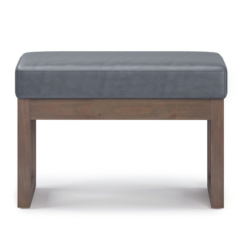 Simpli Home SIMPLIHOME Milltown Small Ottoman Bench - 27 inch Wide Upholstered Vegan Leather Rectangle Footstool Ottoman in Stone Grey, Contemporary Bench for Bedroom or Entryway with Cushioned Seat, Assembled - Image 3
