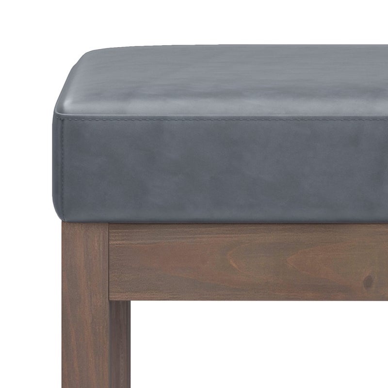 Simpli Home SIMPLIHOME Milltown Small Ottoman Bench - 27 inch Wide Upholstered Vegan Leather Rectangle Footstool Ottoman in Stone Grey, Contemporary Bench for Bedroom or Entryway with Cushioned Seat, Assembled - Image 5