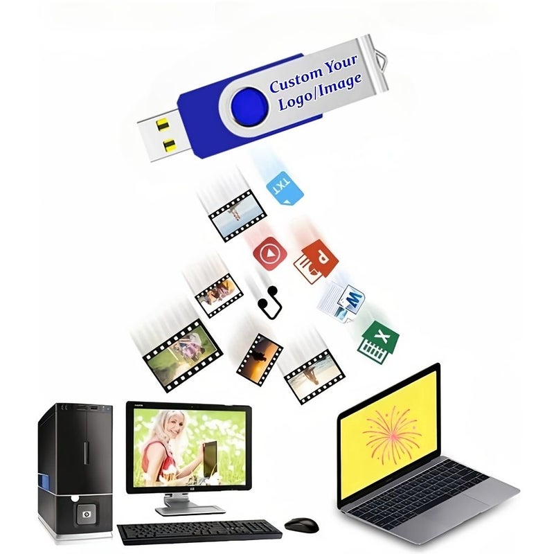 30 Pack Custom Printed Metal Flash Drives Black Promotional USB Drives 1GB Business Gift - Image 3