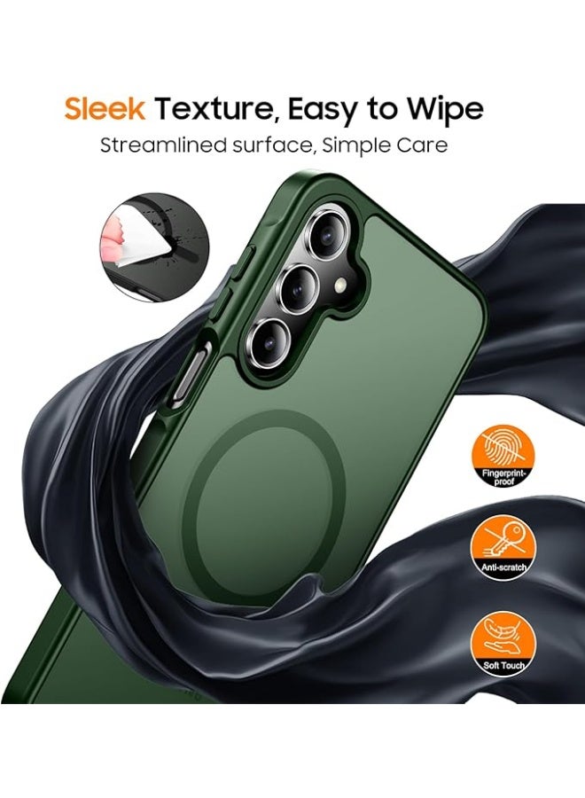 Designed for Magnetic Samsung Galaxy A26 Case,[Compatible with MagSafe] [Military Grade Drop Protection] Slim Translucent Matte Shockproof with Anti-Fingerprint Phone Case (Green) - Image 2