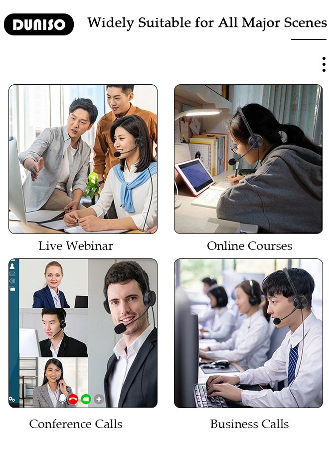 DUNISO Call Center Headset Corded Business Headphone with Stable Unilateral Earhook Classical Fashion Lightweight Comfortable USB Headset with Microphone Wired Customer Service Headphone for Home Call Center Telemarketing Portable Business Headset for Offices, Insurance, Customer  - Image 4