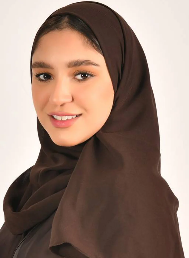 عبايات حوراء طرحه حرير  بلون بني غامق