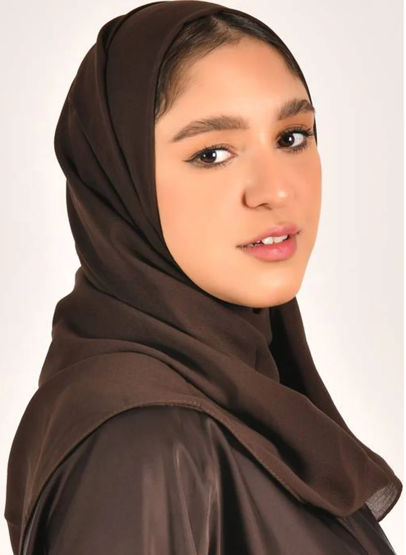 عبايات حوراء طرحه حرير  بلون بني غامق