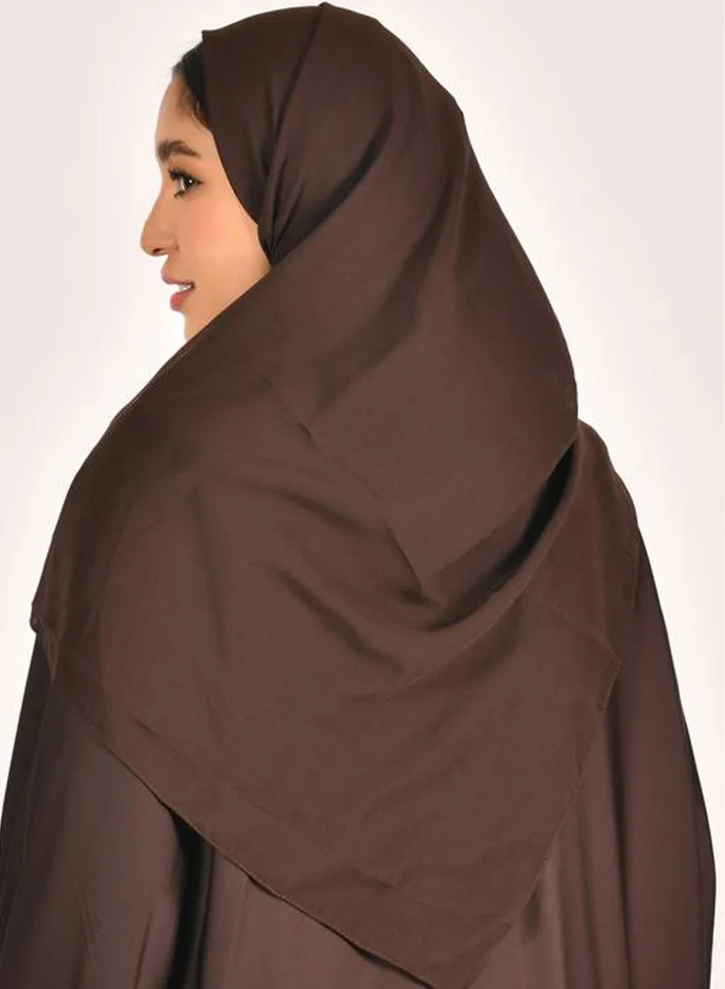 عبايات حوراء طرحه حرير  بلون بني غامق