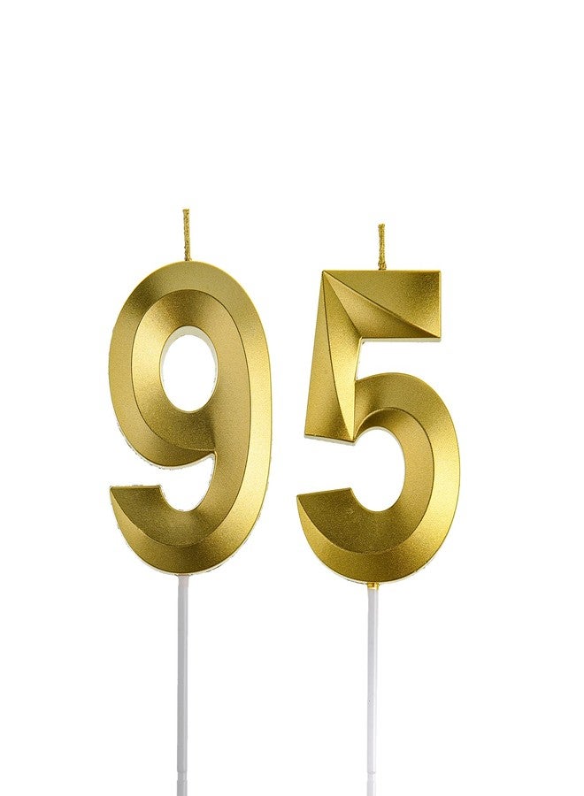 Qj-solar شموع ذهبية لعيد الميلاد الـ 95 والـ 59، زينة ذهبية للكيك تحمل الرقمين 95 و59 لتزيين حفلات أعياد الميلاد - Image 1