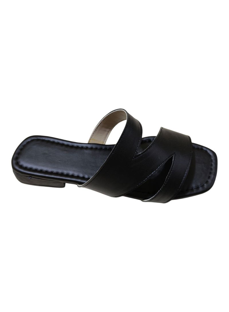 Karisma Flat Squared Toe Slippers With Three Strap Cut Design - Image 2