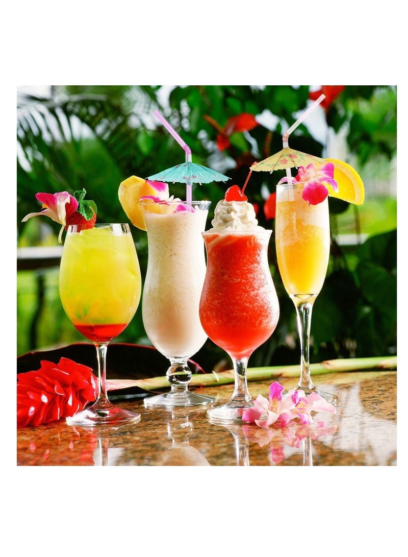 Excefore 100 Umbrella Parasol Drinking Straws Disposable Bendable Tropical Drinking Straws Hawaiian Beach beverage juice Party Decorations Supplies - Image 4