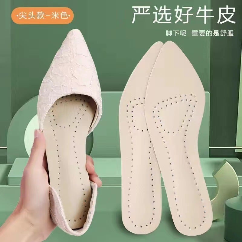 Self-Adhesive Non-Slip Leather Insole Women'S Soft Bottom Super Soft Sweat-Absorbent Deodorant Breathable Leather Round Toe High-Heeled Shoes - Image 1