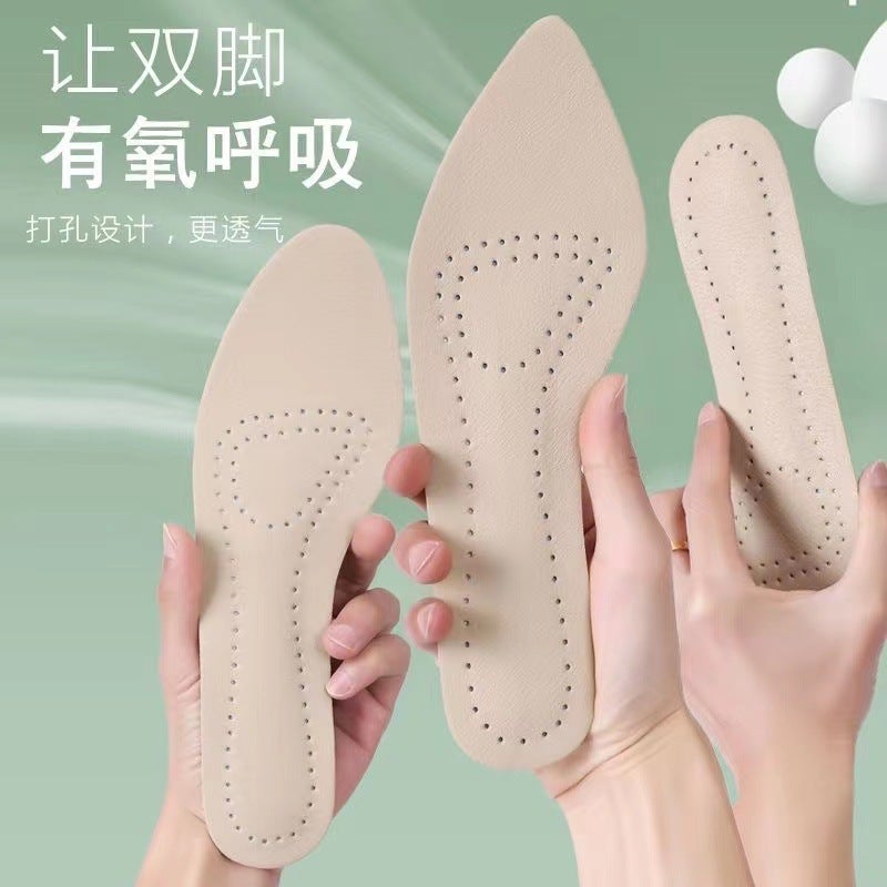 Self-Adhesive Non-Slip Leather Insole Women'S Soft Bottom Super Soft Sweat-Absorbent Deodorant Breathable Leather Round Toe High-Heeled Shoes - Image 5