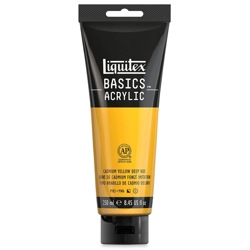 Liquitex BASICS Acrylic Paint, 250ml (8.5-oz) Tube, Cadmium Yellow Deep Hue