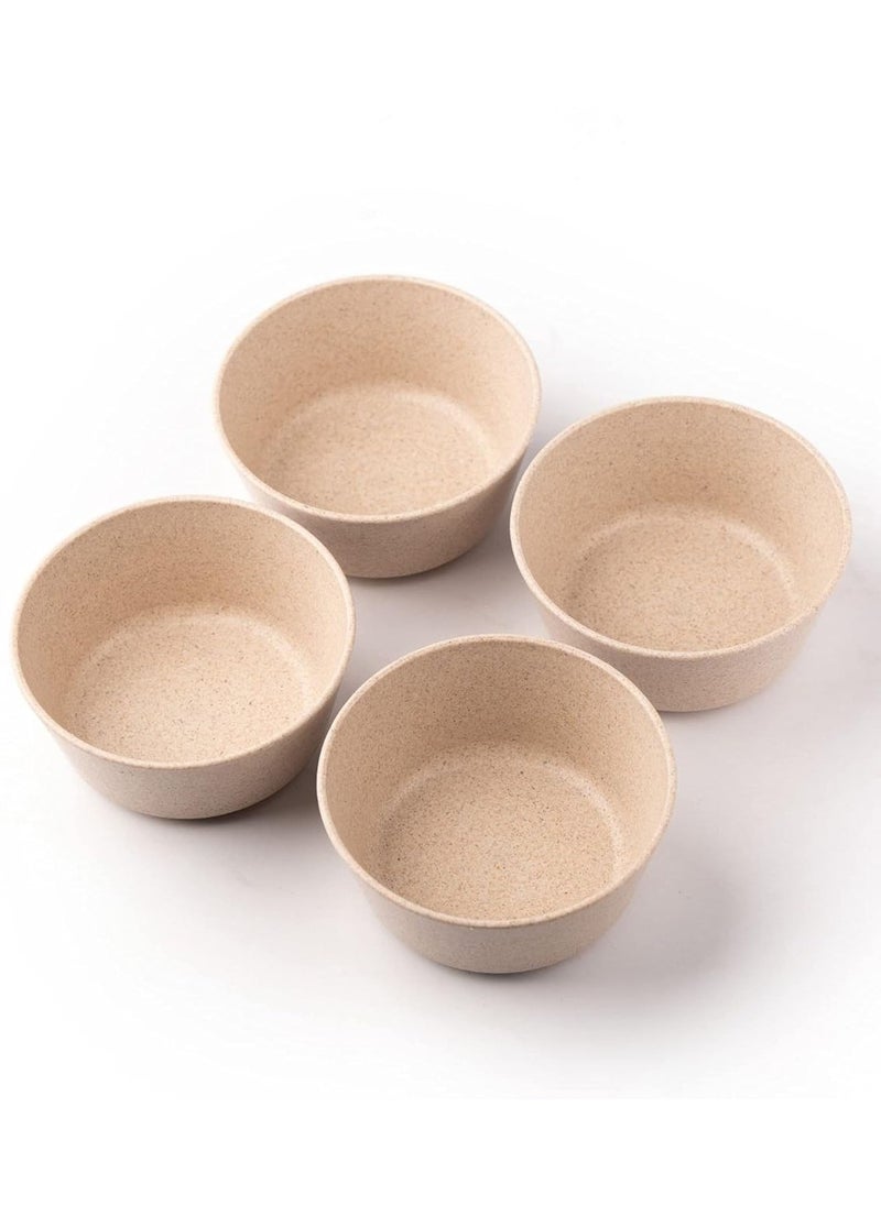IRIDA NATURALS - Rice Husk Curry Bowls - Pack of 4 | Eco Friendly Unbreakable Microwave Safe | Salad Serving Bowl Set for Snacks, Rice, Soup, Noodles & Mixing, 220 ml - Soft Beige - Image 1