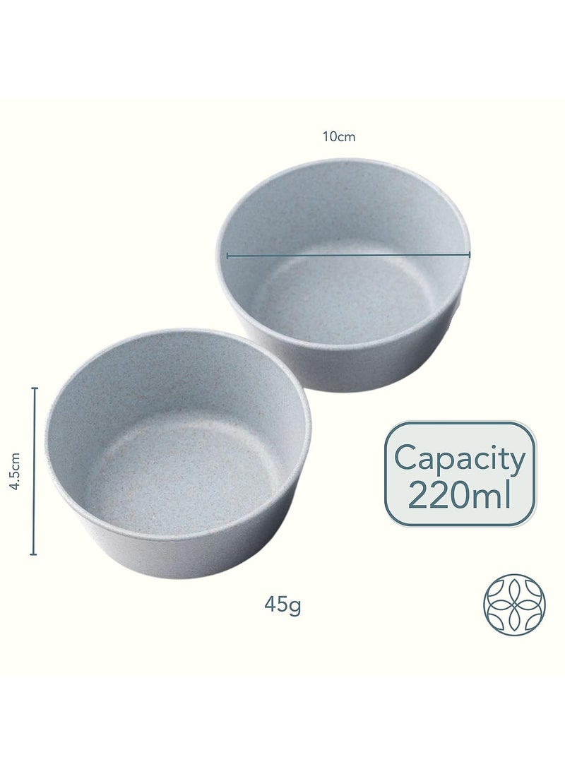 IRIDA NATURALS - Rice Husk Curry Bowls - Pack of 4 | Eco Friendly Unbreakable Microwave Safe | Salad Serving Bowl Set for Snacks, Rice, Soup, Noodles & Mixing, 220 ml - Soft Beige - Image 1